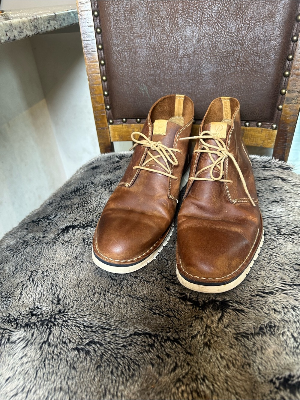 COLE HAAN ZERO GRAND Stitch Out Chukka Leather Brown Boots, Size 13 - Picture 6 of 10